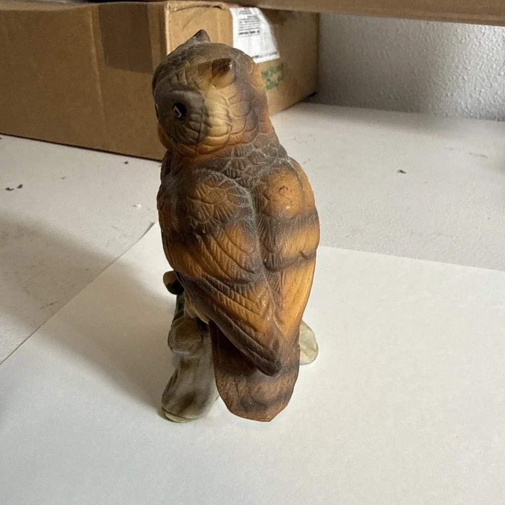 Vintage 5 In Owl Figurine Perched on Branch. Lightweight‎ Statue